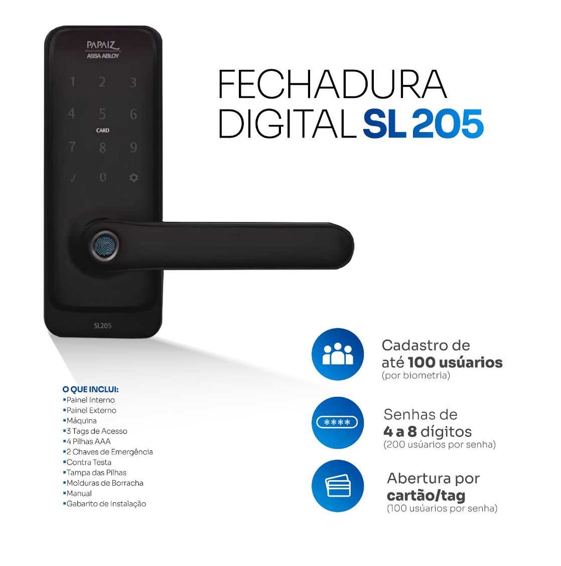 Papaiz SL 205 — Fechadura Digital