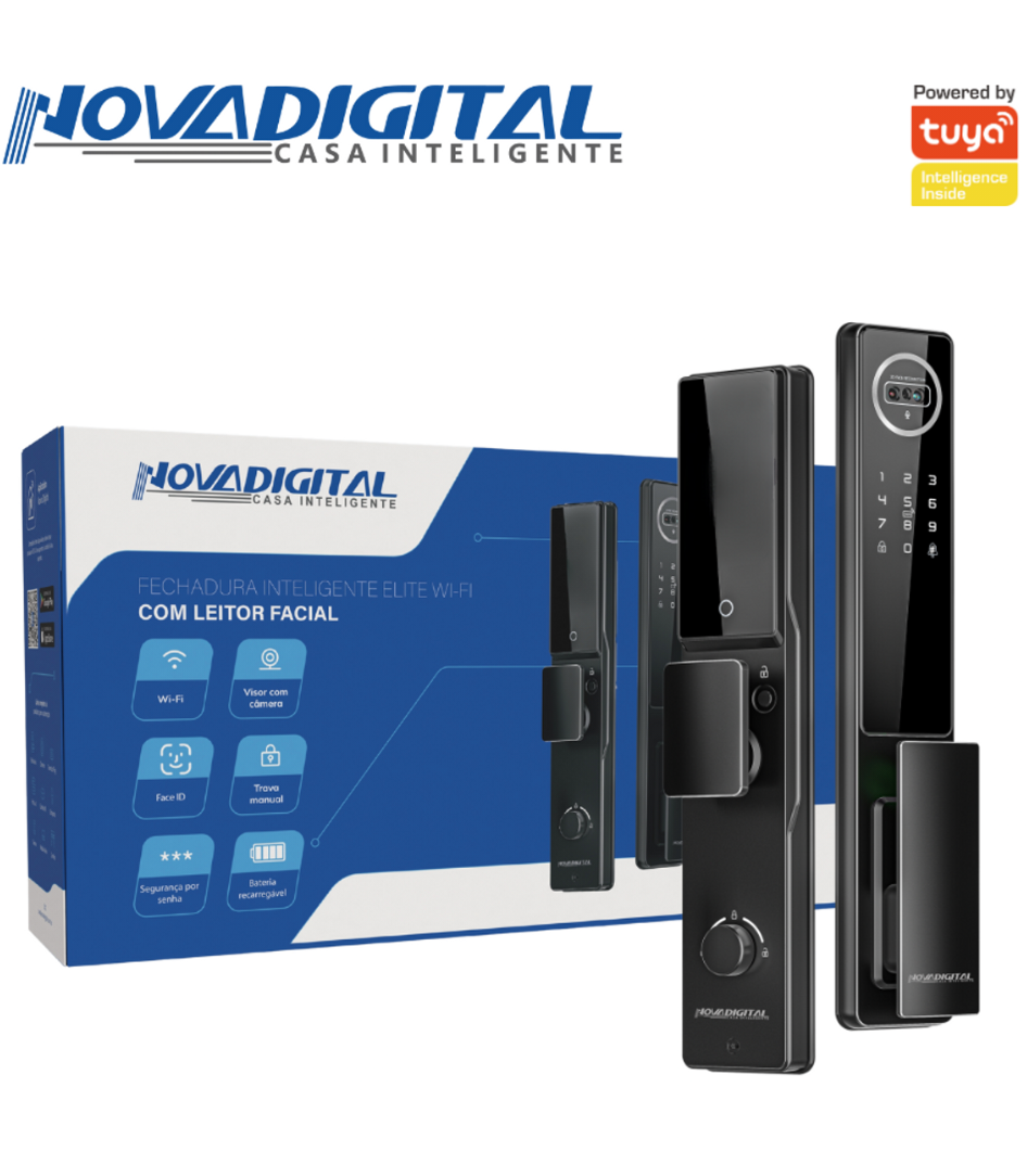 Nova Digital Elite Wi-Fi — Fechadura Inteligente de Embutir com Face ID