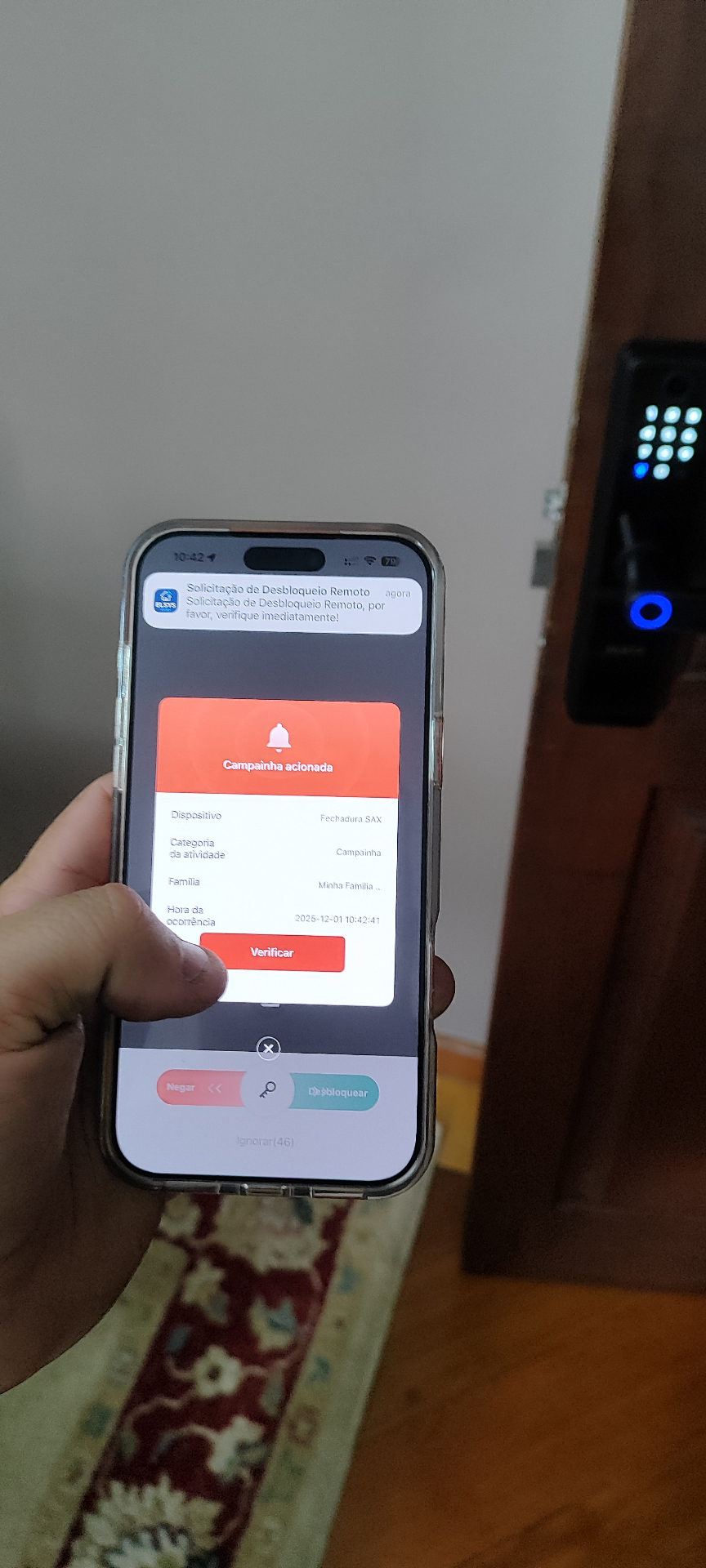 App Elsys com notificação de campainha acionada