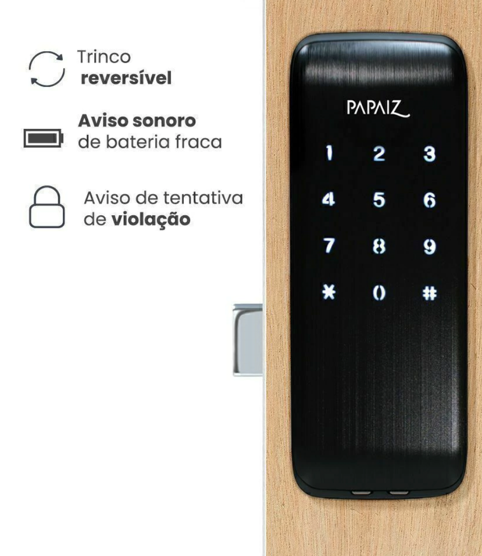 Papaiz SL 125 — Fechadura Digital de Sobrepor